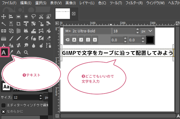 キャンバスに文字を入力