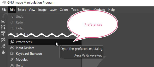 Preferensesを選択