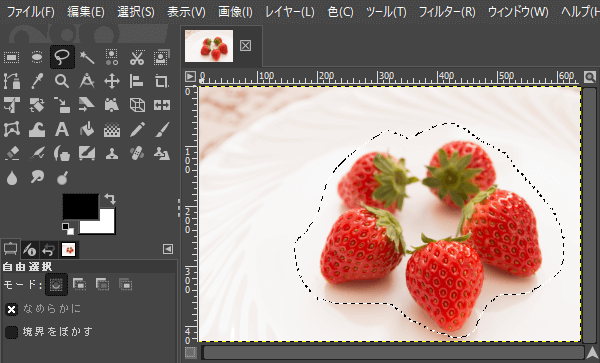 自由選択ツールで選択範囲を作成