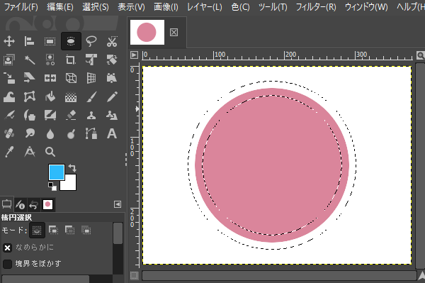 境界線を中心に 縁取り範囲が振り分けられる