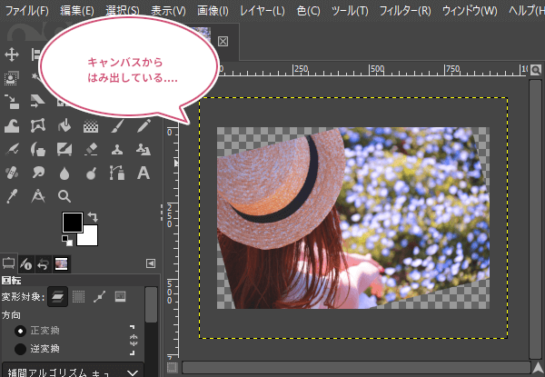 キャンバスからはみ出してる