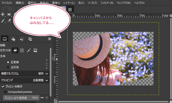 キャンバスからはみ出した画像