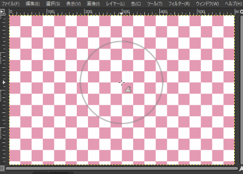 左回りの渦巻きを選択して市松模様の画像を変形中の様子