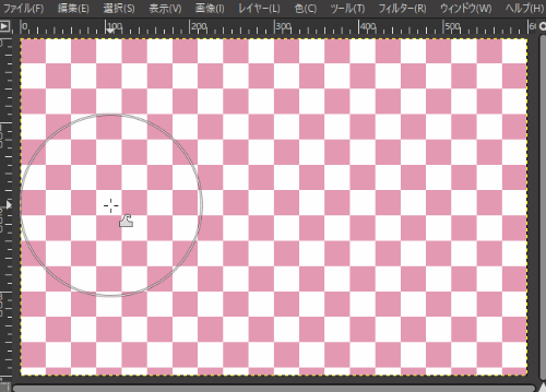 ピクセルの移動を選択して市松模様の画像を変形中の様子