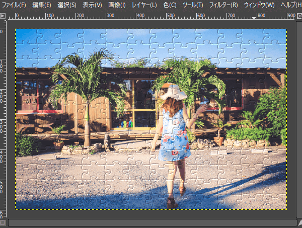 ジグソーパズル風の写真が完成