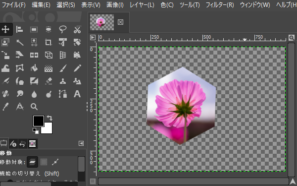 正六角形で切り抜いた画像