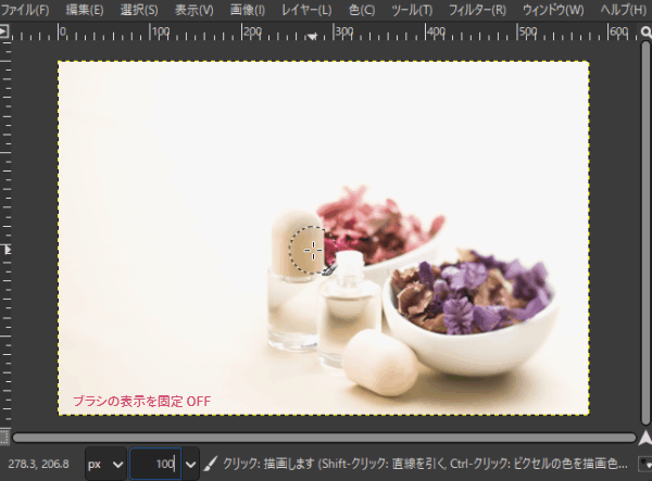 ブラシの表示を固定OFF