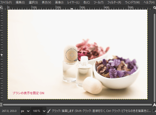 ブラシの表示を固定ON